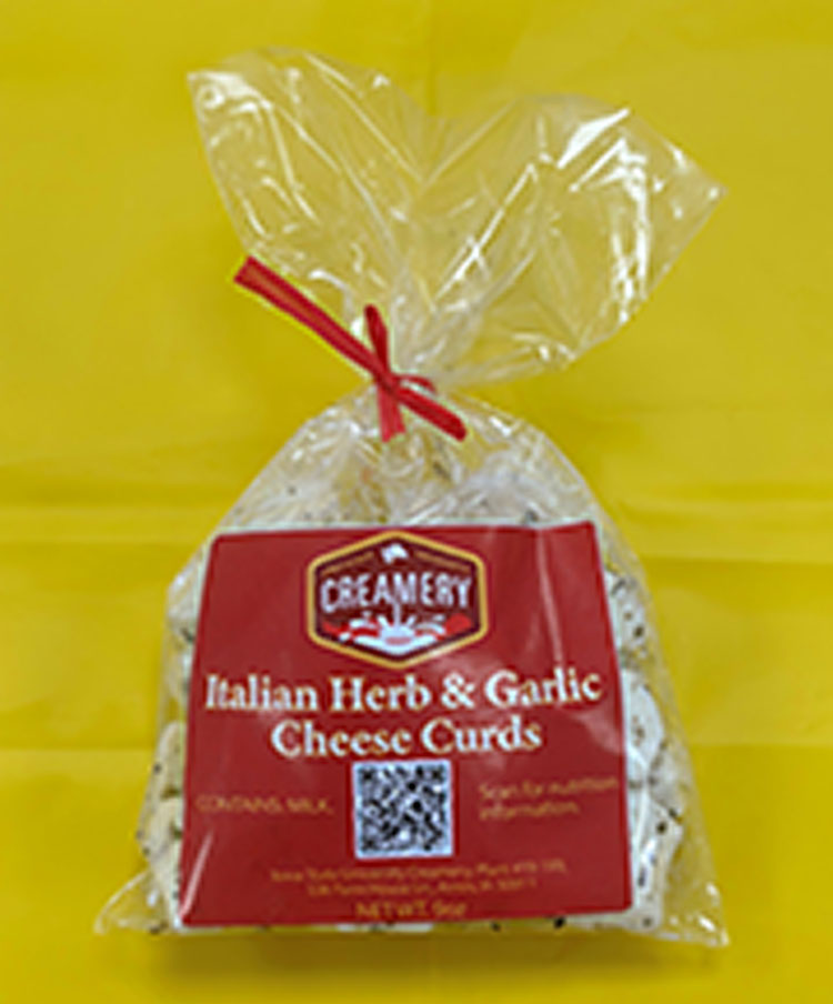 Italian herb and garlic cheese curd package
