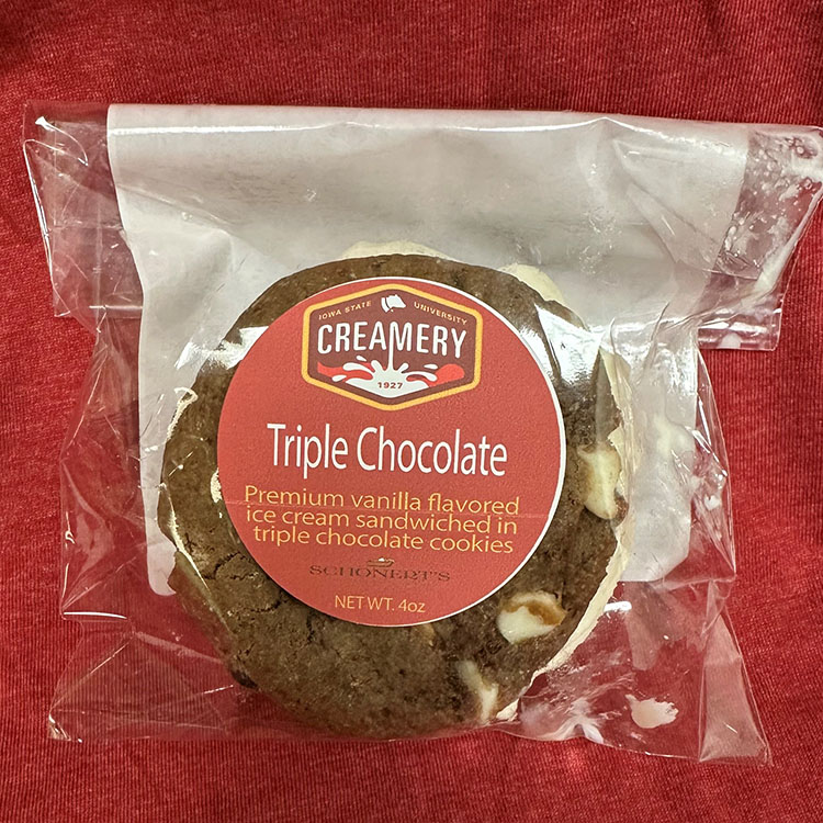 triple chocolate ice cream sandwich in a bag
